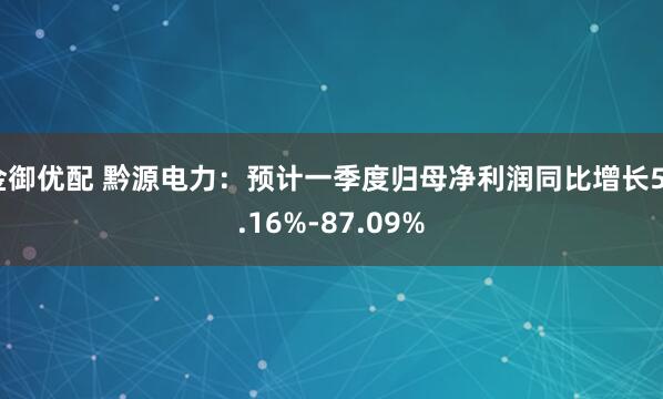 金御优配 黔源电力：预计一季度归母净利润同比增长58.16%-87.09%